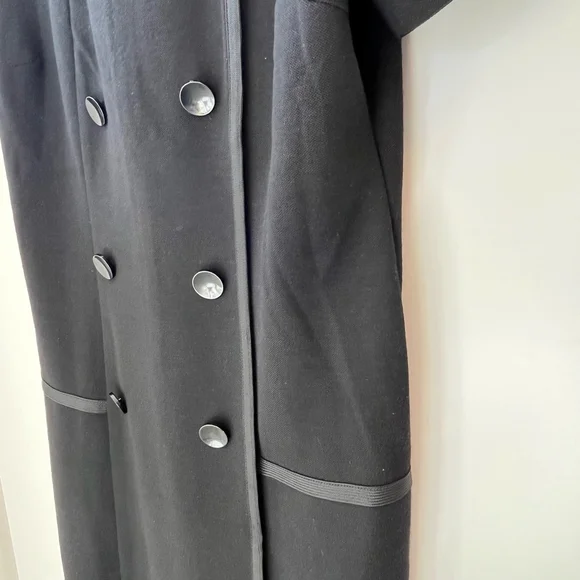 Vintage 1960s Black Wool Dress Mod Military Style Union Made in Canada approx 18 - Picture 8 of 14